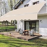 Randaco manuelle Gelenkarmmarkise Markise 350 x 300 cm Sonnenmarkise Sonnenschutz mit Kurbel für Garten, Anti-UV und wasserfest, Winkelinstellung(0-30°), Beige