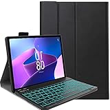 FKQLH Hülle mit Tastatur für Xiaomi Redmi Pad 2 Pro 12,1 Zoll, (QWERTY Layout) 7 Backlightfarben Tastatur für Abnehmbare kabellose, Schwarz