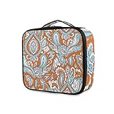 GAIREG Make-up-Tasche, Make-up-Tasche, Zugkoffer, tragbar, Make-up, Kosmetikkoffer, Organizer, Vintage Floral Leaf Orange