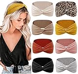Haarbänder Damen Breite Stirnband Sommer Elastische Weiche Haarband Boho Gestrickt Design Mehrfarbig Stirnbänder Yoga Sport Workout Haarband