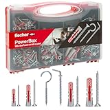 Fischer PowerBox 180 Dübel DuoPower mit Schrauben und Haken, für Vollwand, gebohrt und Gipskarton, 360 Stück, 564282