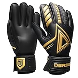 DERSISE Torwarthandschuhe für Kinder und Erwachsene, Torwarthandschuhe mit 4 mm Latex-Anti-Rutsch-Griff, Fingerschutz, für jedes Wetter (Leuchtgelb, 9)