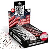 Grillido Sportwurst 25x – Protein Snack Original 625g aus Schweinefleisch | Low Fat Salami mit 42% Eiweiß | Alternative zu Mini-Salami & Beef Jerky | Hochwertiger Fleisch-Snack für Sport & Fitness