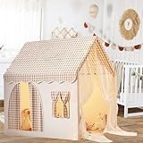 Kinder Spielhaus Indoor, Kinderzelt Spielhaus,Spielzelt für drinnen und draußen, Prinzessin Zelt mit Fenstern, Kinderspielhaus, Kinderzimmer Dekor für Kleinkinder Jungen Mädchen 3-13 Jahre (A)