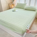 KLUOT wasserdichte Matratzenschoner 120 x 200 + 30 cm mit Kissenbezug wasserdichte betteinlage Atmungsaktive Matratzenbezug Wasserundurchlässiger Matratzen-Schutz Nässeschutz Spannbetttücher