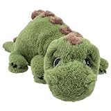 Depesche 12653 Dino World - Kuscheltier Dinosaurier mit grünem Fell und Glitzeraugen, ca. 50 cm großer Plüschdino, grün