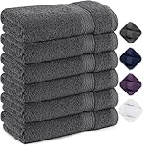 Utopia Towels - 6er Pack Frottee handtücher 50x100 cm mit Aufhängeschlaufe, mittelgroße Handtücher 100% Baumwolle weich und saugfähig Handtücher Set (Grau)