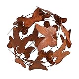 UNUS Gartendeko Rost Kugel Schmetterlinge, Gartenkugel Edelrost, Deko Metallkugel Rostoptik, Dekokugel (29 cm)