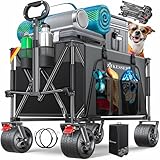 KESSER® Bollerwagen GTR9000 Handwagen 200kg | 300L Stauraum Transportwagen faltbar extra breite 360° Räder & Feststell-Bremsen Wetterbeständig Strandwagen inkl Abdeckung, Seitentasche & Getränkehalter