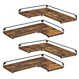 VASAGLE L-förmiges Eckregal, 4er Set, Wandregal, Industrie-Design, für Wohnzimmer, Schlafzimmer, Küche, vintagebraun-schwarz LLS832B01