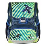 Herlitz Loop Funky Ninja Schulranzen, Rucksack für Kinder, Schulrucksack 17L, Kinderrucksack, Leicht Schultasche für Jungen, Reflexmaterial, Schnallenverschluss, Ergonomische Form, Grün Blau
