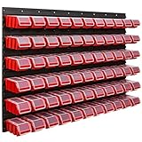 SimpleThing Lagersystem Werkstattregal | 117 x 78 cm | 66 stck. Box | Wandregal mit Stapelboxen - Wandplatten Extra Starke Schüttenregal Warkzeuglochwand Lagerregal Garage Regal (3)