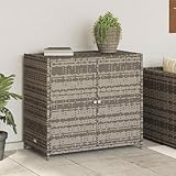 Frdhee Aufbewahrungsbox Schuhbox, Gartenschrank Grau 83x45x76 cm Poly Rattan, Ideal für Balkon und Kleine Flächen