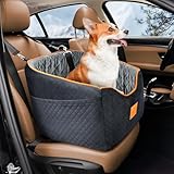 GL GLENSLAVE Hundesitz für kleine bis mittlere Hunde, Booster Hundesitz für Hunde bis zu 15 kg, Haustier Autositz, Reise Sicherheit Autositz mit waschbarem Bezug, Aufbewahrungstaschen (Schwarz/Grau)