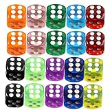 ZORVYN 20 Stück Acryl Würfel Set mit Runden Ecken für Würfelspiele, Tischspiele, Bar, KTV, Party, Tutoring, mit Aufbewahrungsbox (14mm) (Bunt, 10 Farben)