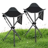 REDCAMP 56 cm High Camping Hoker klappbar Stativstuhl, 2-Pack leichte 3-Beinige Stativstühle für Outdoor Camping Wandern Jagd Angeln, schwarz und grau