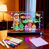 Led Zeichenbrett,30x20cm Leuchtendes Zeichenbrett mit 7 Farben & Ein/Aus-Schalter,Acryl Notiztafel Led Maltafel Drawing Board,Zeichnen,Memo,Werbetafel,Weihnachten Dekoration