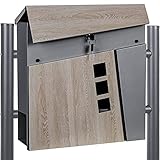 STILISTA Standbriefkasten, Holzoptik, Zeitungsfach, Farb- u. Modellwahl, Silber Bonn