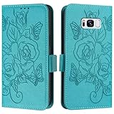 Handyhülle Kompatibel mit Samsung Galaxy S8 Plus Hülle,Brieftasche Hülle Case,Schlank PU Leder Handyhülle Stoßfest Schutzhülle Kartenhalter + Armband Telefonpanzer(Light Blue)