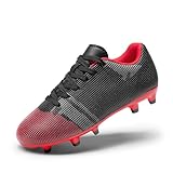 DREAM PAIRS Fußballschuhe für Jungen und Mädchen, für Jugendliche und Kinder,Size 31,Schwarz/Rot,SDSO224K