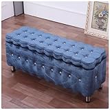 Luxuriöse, getuftete Sitzbank aus Samt, gepolsterte Fußstütze, Hocker mit Metallbeinen, großes Fassungsvermögen, stilvoll, 61 x 40,6 x 40,6 cm, Akzentmöbel für Wohnzimmer, Schlafzimmer