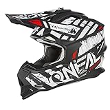 O'NEAL | Motocross-Helm | MX Enduro | ABS-Schale, Lüftungsöffnungen für optimale Kühlung | 2SRS Helmet Glitch V.23 | Erwachsene | Schwarz Weiß | Größe S (55/56 cm)