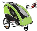 PAPILIOSHOP Fox – Klappbarer Kinderwagen und Fahrradanhänger für 1 Kind, Multifunktional als Jogger und Kinderanhänger, Ideal für Outdoor-Aktivitäten und Familienausflüge (Grün)