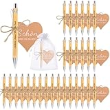 Zidoley 30 Stück Gastgeschenke Hochzeit Holz Kugelschreiber Schön Das du da Bist Gastgeschenke Geburtstag Druckkugelschreiber Geschenkset für Hochzeit Kommunion Taufe Geburtstag Geschenk (Schwarz)