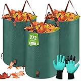 SAMISO 3x272 Liter Gartenabfallsack,Gartensack Mit 2 Reißfesten Griffen,Laubsack Grünschnittsäcke faltbar stabil Gartensäcke,Laubsäcke Rasenschnitt Gartensäcke Capacity and Double Base