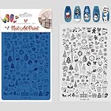 Professionelle Schablone für festliche Nägel, Metallätzschablone für Weihnachtsfeiern, Rentier, Weihnachtsbaum, Nagelschablone