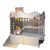 Haustierkäfig, Haustierkäfig, Kaninchenkäfig für den Innenbereich, zweistöckiger Hasenstall, Haustierkäfig, Meerschweinchenkäfig mit eingezäuntem Kleintier-Geflügelkäfig, Auslauf mit herausn