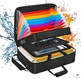 Dokumententasche Feuerfeste Ordner Organizer A4 Aktenordner mit 13 Fächer 36 x 27 x14 cm Fächermappe Abschließbarer Mehrschichtige Dokumentenbox zur Aufbewahrung von Zertifikaten,Papieren,Reisepässen