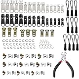 Adisno 149 Stück Reißverschluss Ersatz Set, Ersatz Reißverschluss Zipper Set, Reißverschluss Reparatur mit Installieren Zange für Jacke, Zelt, Gepäck, Schlafsack, Koffer