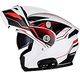 Klapphelm Bluetooth Integrierter Modulare Motorradhelm mit Sonnenblende, Sturzhelm Integralhelm DOT/ECE Zertifiziert mit Mikrofon für Automatische Reaktion Klapphelm (Color : A, Size : XXL(63~64cm)