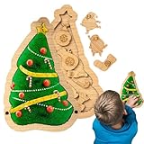 Weihnachts-Holzpuzzle für Kinder, Weihnachtsbaum-Puzzle - Hölzernes kleines Weihnachtsbaumpuzzle - Weihnachtsspielzeug, Bodenpuzzle für Kleinkinder, kleine Kinder, Familie, Freunde