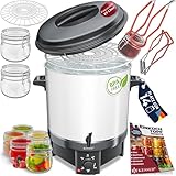 KESSER Einkochautomat 27 Liter, Edelstahl| 1800 Watt | Temperatur von 30-100°C | Dauerbetrieb | Abschaltautomatik Einkochvollautomat Heißgetränkeautomat Glühweintopf mit Zange & 2 Gläsern, weiß