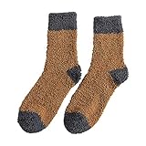 Warme Urlaubssocken für kaltes Wetter 2024, flauschige Herrensocken, Winter, warme Korallensocken, mittlere niedliche, solide Strümpfe, Teenager-Socken für Mädchen im Alter von 11–14 Jahren, gelb,