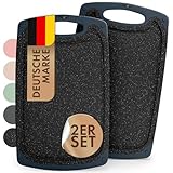 Blumtal Frühstücksbrettchen Kunststoff 25x15 cm im 2er Set - Brettchen spülmaschinenfest - Frühstücksbretter Kunststoff BPA-frei - Schneidebrett spülmaschinenfest - Schneidebrett klein Grau melliert