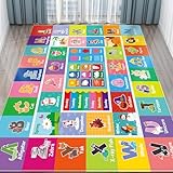 Kinderteppich für Spielzimmer, Baby-Spielmatte mit Alphabet, Monat, Wetter, Woche und Formen, ABC, pädagogischer Teppich, Kinderspielteppich für Schlafzimmer, Klassenzimmer, Kleinkind-Babymatte (200 x