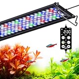 SEAOURA Professionelle Aquarium LED mit Timer | Vollspektrum Pflanzenlicht + 9 Farbmodi | Stromsichere Aquarium Beleuchtung | Anpassbar für 90-106cm Aquarien