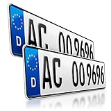 schildEVO 2 Kfz Kennzeichen | 520 x 110 mm | DIN-Zertifiziert – EU Wunschkennzeichen mit individueller Prägung | PKW Nummernschilder | Standard Autokennzeichen | Auto-Schilder | DHL-Versand