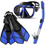 Smyidel Schnorchelset Taucherbrille mit Schnorchel und Flossen,Schnorchel Set Erwachsene Schnorchelset Tauchset Taucherbrille mit Schnorchel für Herren und Damen Tauchen Schnorcheln 3er Set