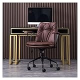 Ergonomischer Bürostuhl aus PU-Leder mit verstellbarer Lendenwirbelstütze und gepolsterten Armlehnen, Metallfuß, Computer-Schreibtischstuhl für Zuhause, Büro, Gaming, Schminktisch, bequemer und