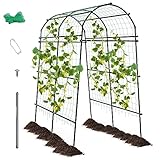 COSTWAY Rankgitter für Kletterpflanzen, 230 cm Gartenbogen mit PE-beschichteter Metallstruktur, Rankhilfe Rankbogen Torbogen für Gemüse, Obst, Blumen