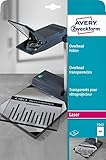 AVERY Zweckform 3562 Overhead-Folien für S/W Laserdrucker und -Kopierer (25 Transparentfolien, A4, spezialbeschichtet, stapelverarbeitbar, Folienstärke 0,10mm, lösemittelfrei)