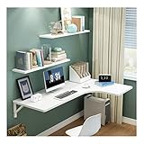 Schwebender Wandmontierter L-förmiger Klapptisch mit Bock-Design, platzsparender Ecktisch für Büro, Zuhause und Küche, faltbares Hängeregal