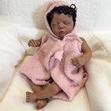 18 Zoll Reborn Baby Puppe Dunkle Haut Augen Schließen Neugeborene Puppe 45cm Lebensecht Kuscheliges Baby Afroamerikanisch Kleinkind Puppe Geburtstag Wei18 Zoll Reborn Baby Puppe Dunklhnachten Geschenk