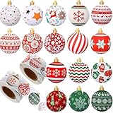 500 Stück Weihnachtsaufkleber, selbstklebende Verpackungsetiketten für Geschenkbox, Süßigkeitentüten, Heimdekoration, Baum, Schneeflocken-Aufkleber