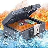 BRIHARD - Zertifizierte Feuerfeste Dokumentenbox 2017 A4, Safe Tresor Feuerfest Wasserdicht mit Schlüssel, Feuerfeste Box für Geld & Dokumente, Tragbarer Safe Box mit Griff H 15,5 x B 40,7 x T 32,1 cm