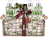 BRUBAKER Cosmetics Beautyset Bade- und Dusch Set Aloe Vera - 13-teiliges Geschenkset in dekorativem Korb